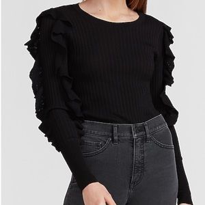 🆕EXPRESS Black Ruffle Sleeve Sweater - Size: M